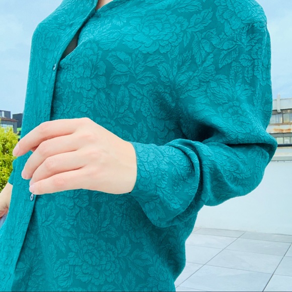 Zara Silk Lux Victorian Bohemian Convex Textured Elevated 3D Flower Top Blouse - Picture 8 of 16